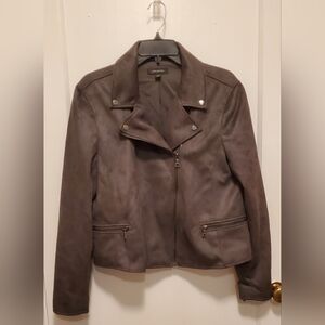 Ann Taylor Gray Faux Leather Jacket